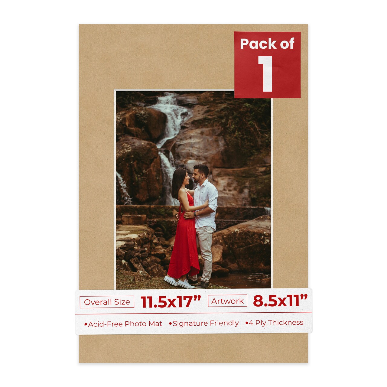 Beige Suede Mat Board for 11.5x17 Frames - Fits 8.5x11 Photos